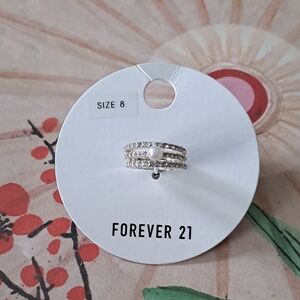 Forever 21 Silver and White Pearl Ring Trio